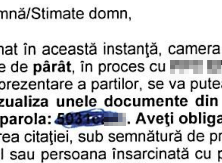 Anonimizare realizata de catre un grefier care divulga parola de acces la dosarul electronic